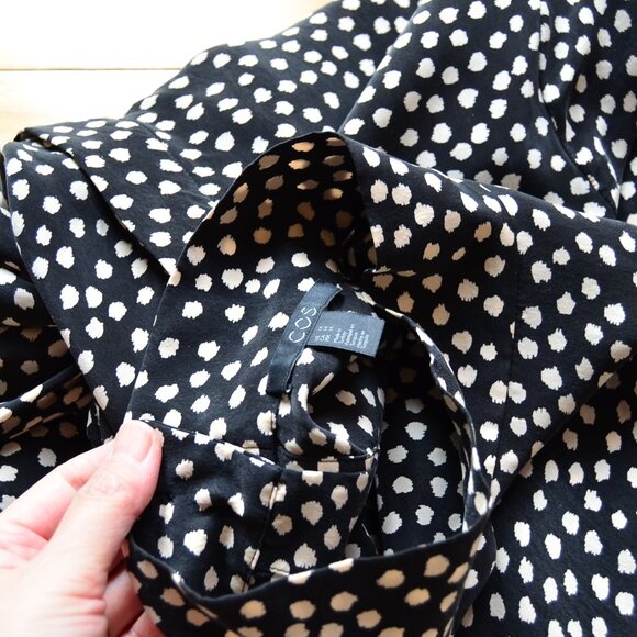 COS Womens Black Cupro Blend Blouse High Neck Back Buttoned US 14 - Picture 7 of 12